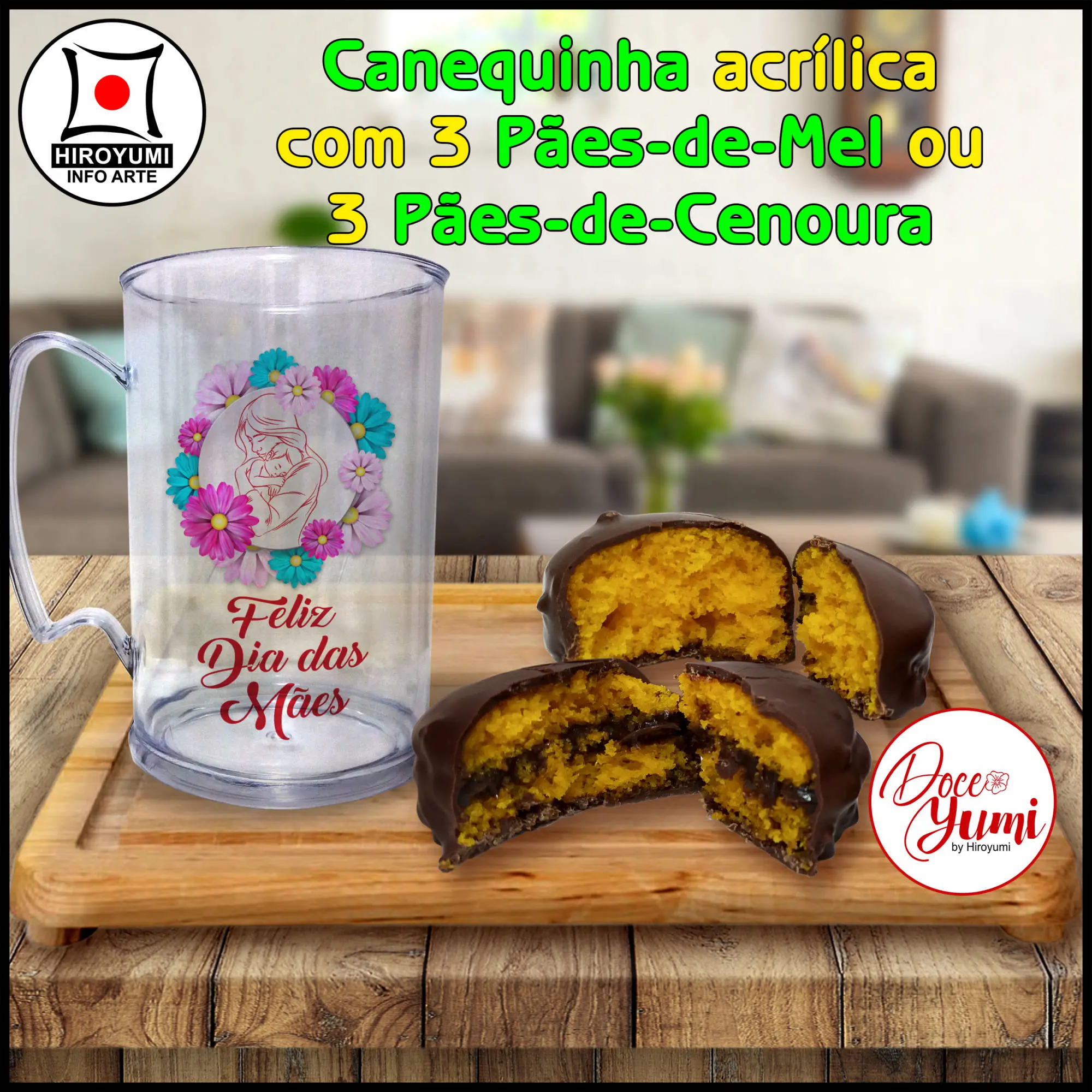 Canequinha Acrílica com Pães-de-Mel ou Pães-de-Cenoura