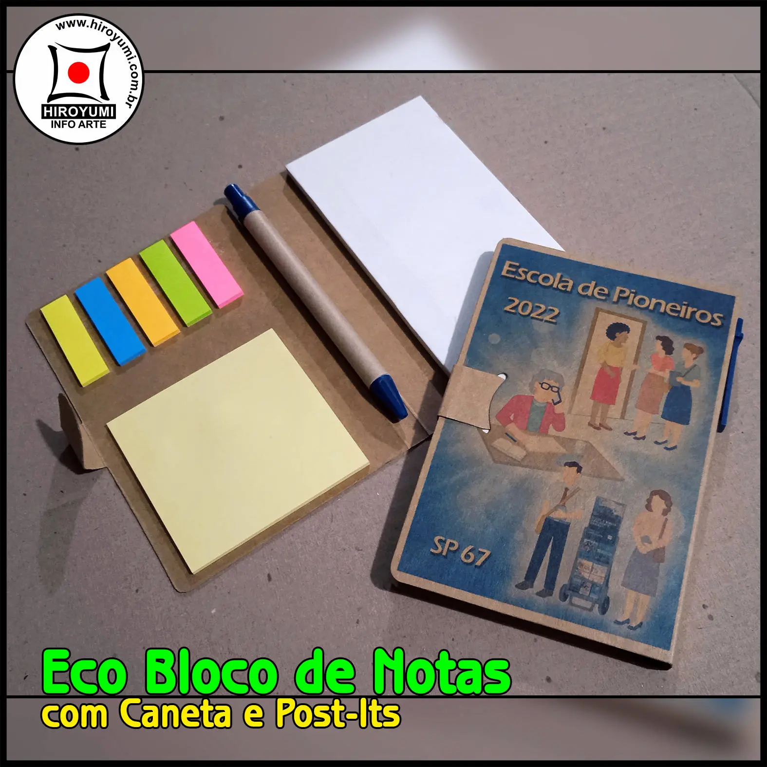 Eco bloco de notes com Post-its e Caneta