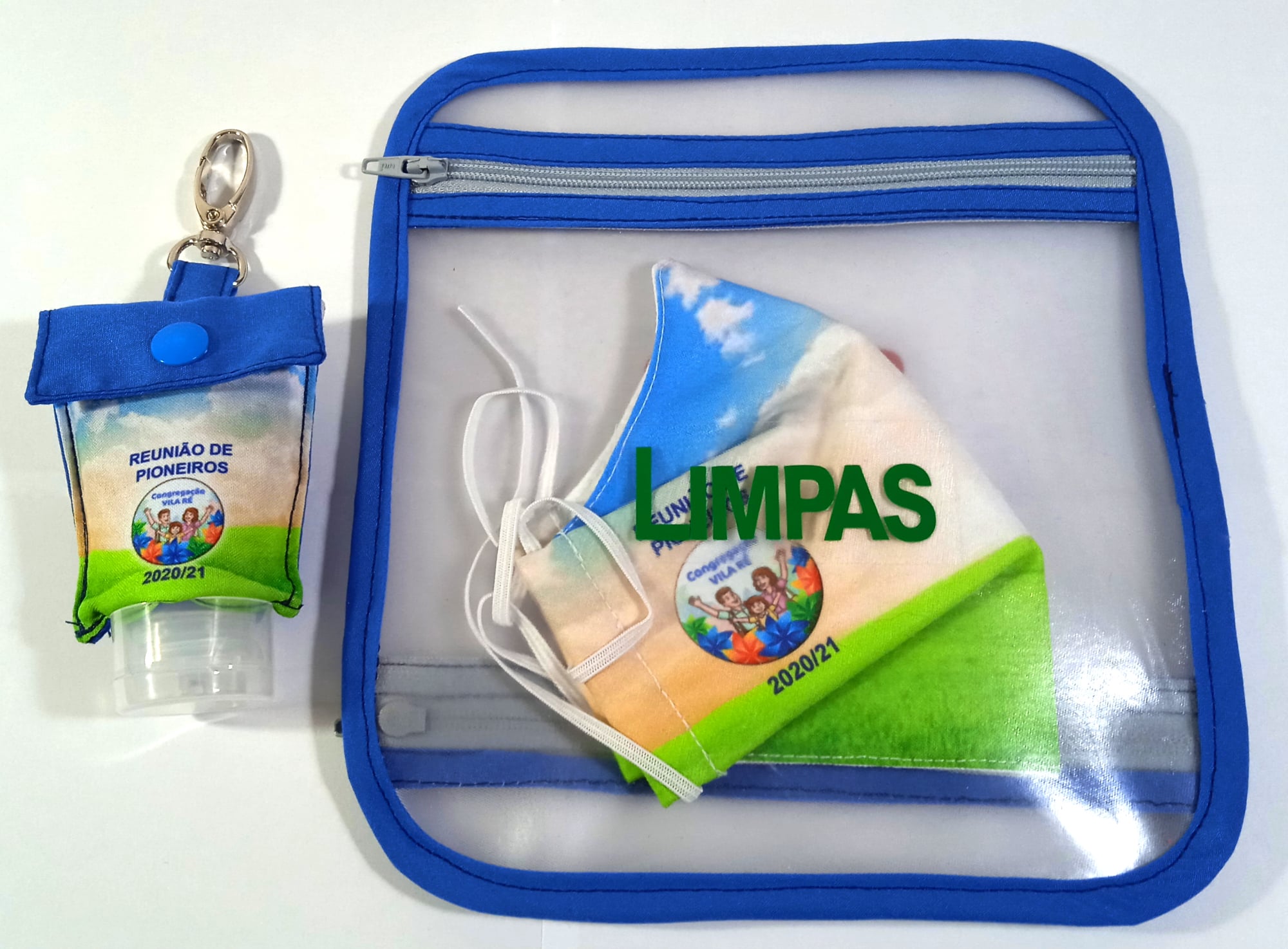 Kit Máscara + Porta Álcool Gel + Porta Máscaras